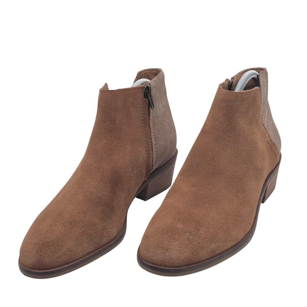 Frye and Co Boots Womens Size 9 Brown Suede Glitter Ankle Side Zip Western Style